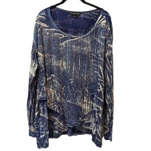 GREATER Good Blue Bohemian Lagenlook Scoopneck Longsleeved Plus Size Tunic (3X)
